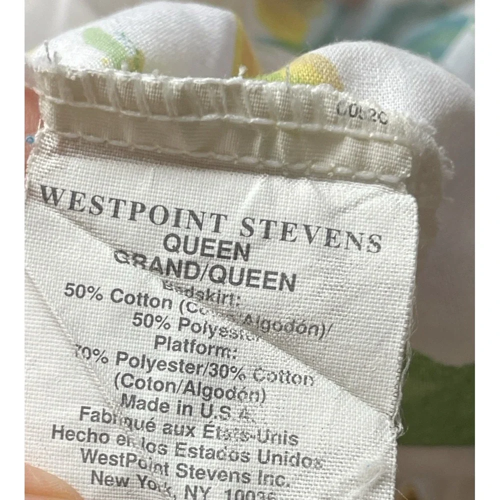 Vintage Westpoint Stevens Queen Bedskirt & 2‎ Pillow Shams Set Floral Colorful